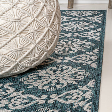 Amora Traditional Mediterranean Tile Design Indoor/Outdoor Area Rug